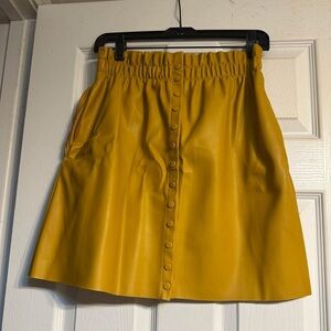 Yellow Button-Front Skirt